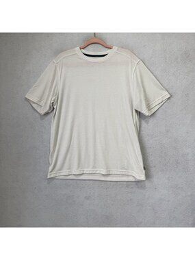 REI Shirt Mens Large White Polyester Crewneck Tee Lightweight Activewear Top